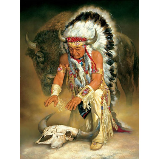 Indians - Full Round Drill Diamond Painting 30*40CM