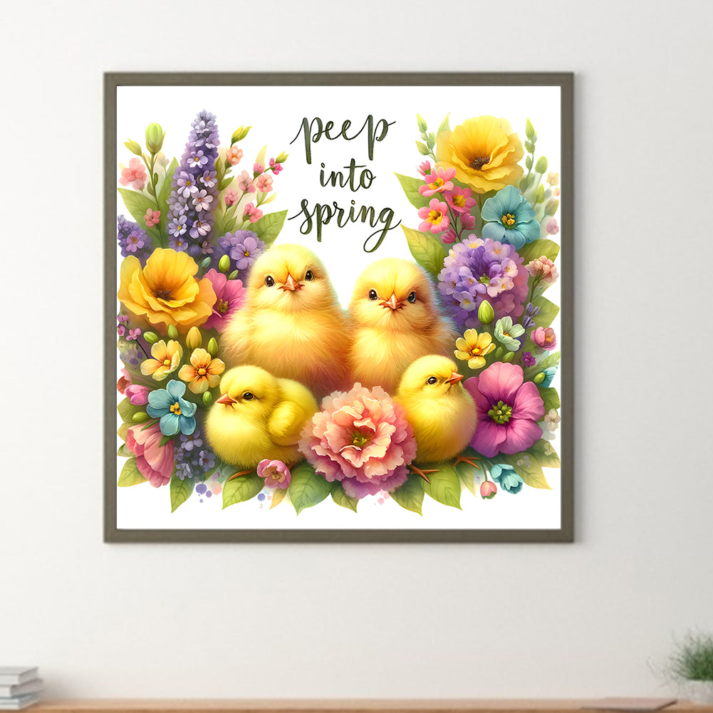 Easter Chick Bunny - Full Round Drill Diamond Painting 30*30CM