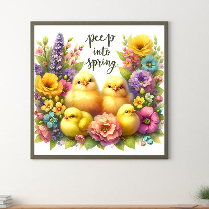 Easter Chick Bunny - Full Round Drill Diamond Painting 30*30CM
