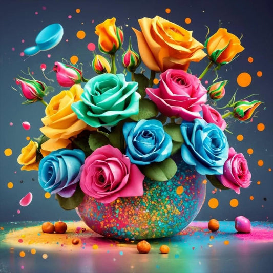 Colorful Love Roses - Full Round Drill Diamond Painting 30*30CM