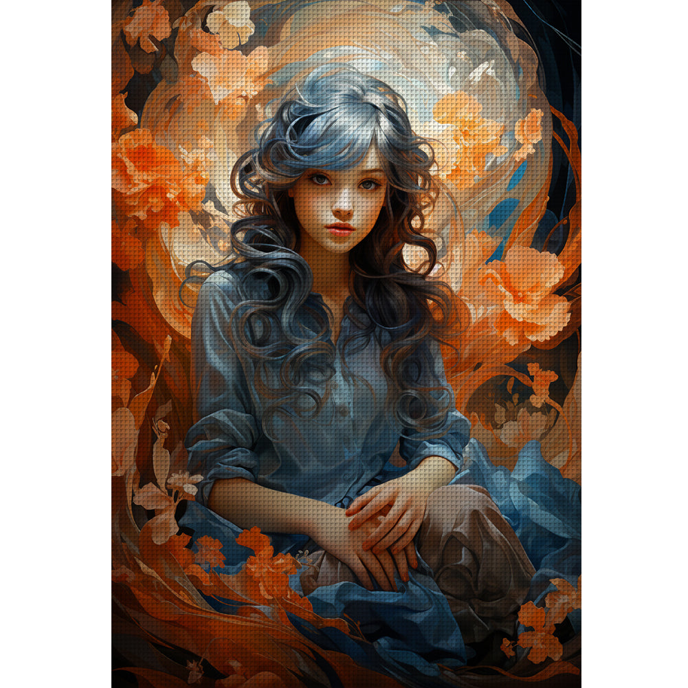 Flower Woman - 11CT Stamped Cross Stitch 50*70CM