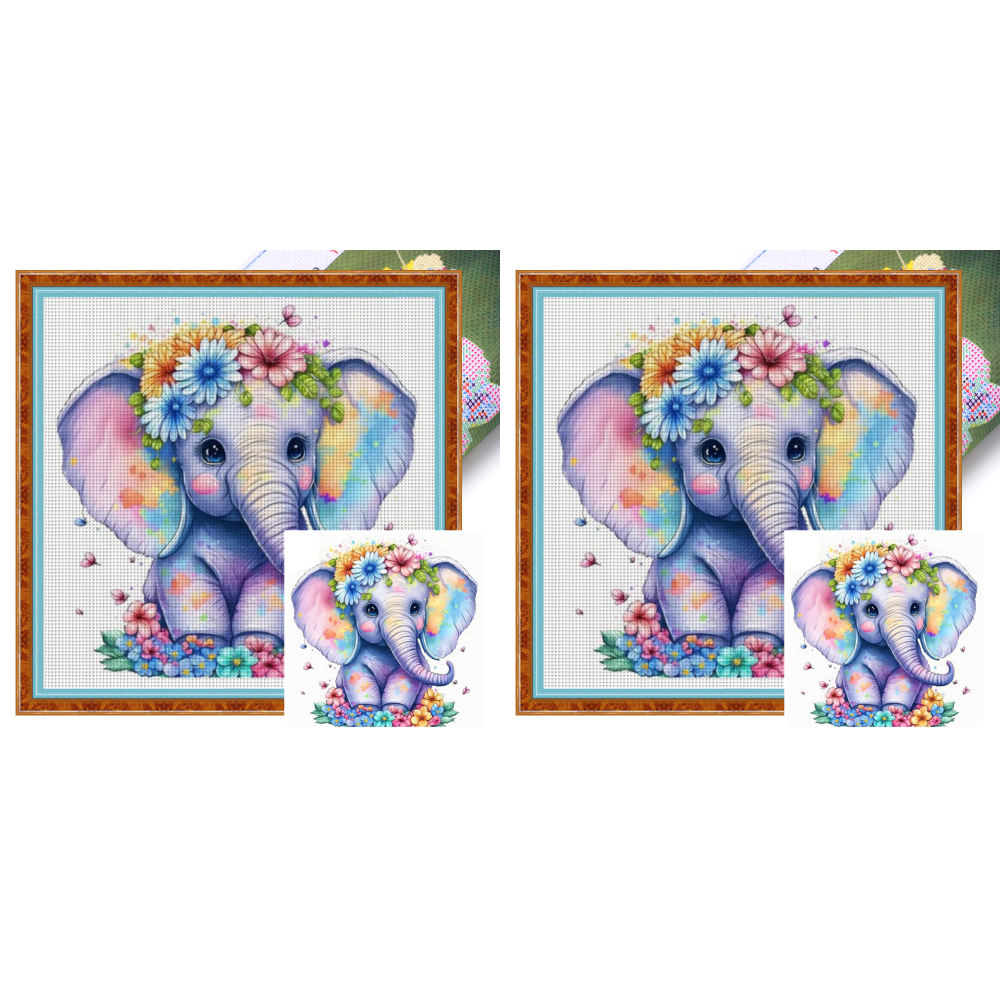 Elephant - 18CT Stamped Cross Stitch 20*20CM