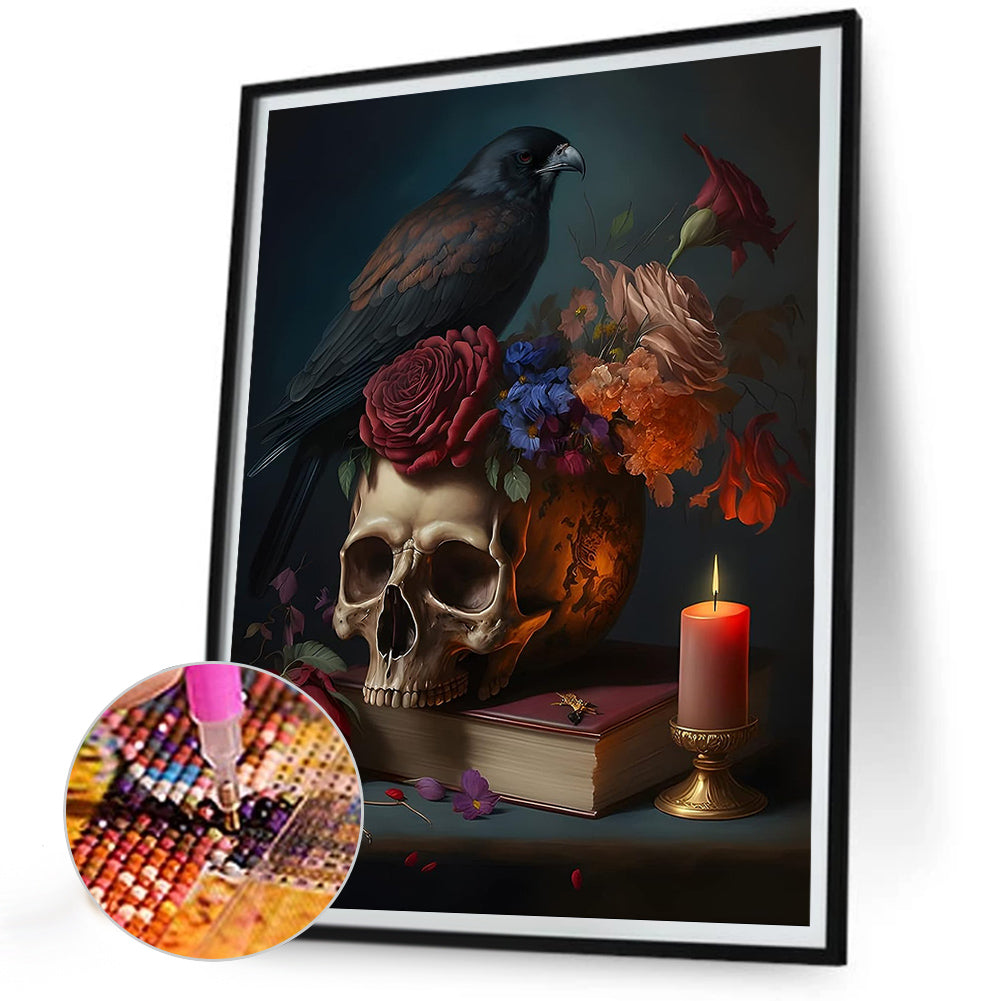 Skeleton Crow - Full Round Drill Diamond Painting 30*40CM