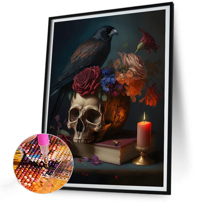 Skeleton Crow - Full Round Drill Diamond Painting 30*40CM