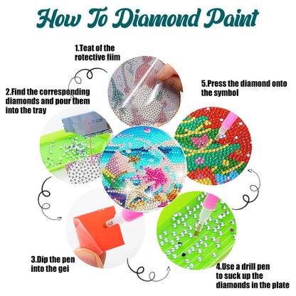 8 PCS Acrylic Diamond Painting Art Coaster Crafts Kit with Holder(Seafront View)