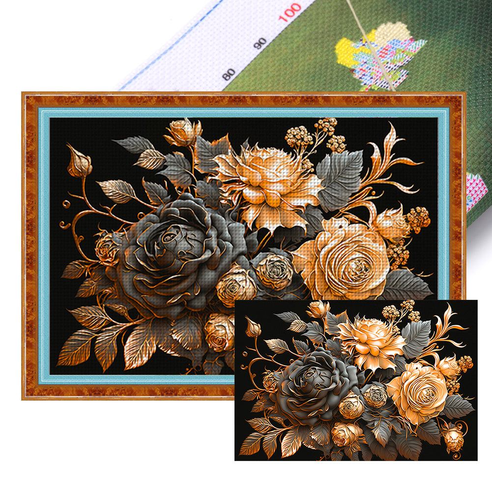 Metal Rose - 11CT Stamped Cross Stitch 60*40CM