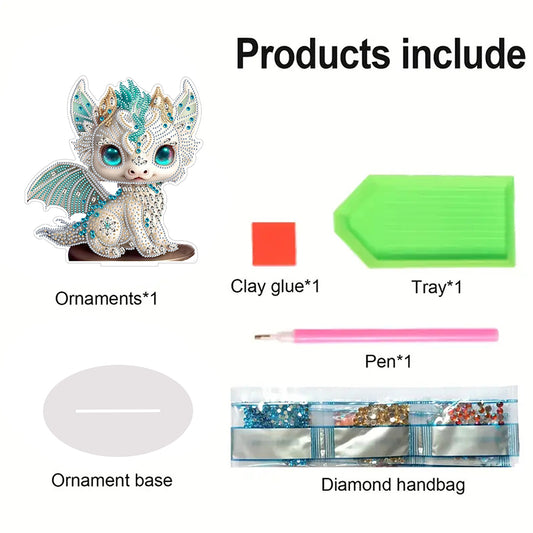 Chinese Zodiac Dragon Diamond Painting Desktop Ornament for Office Desktop Decor