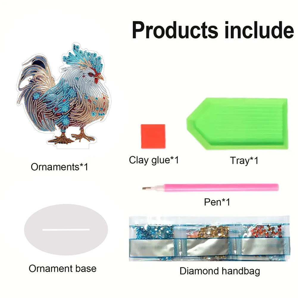 Chinese Zodiac Chicken Diamond Painting Desktop Ornament for Office Decor