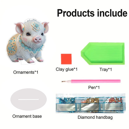 Chinese Zodiac Pig Diamond Painting Desktop Ornament for Office Desktop Decor