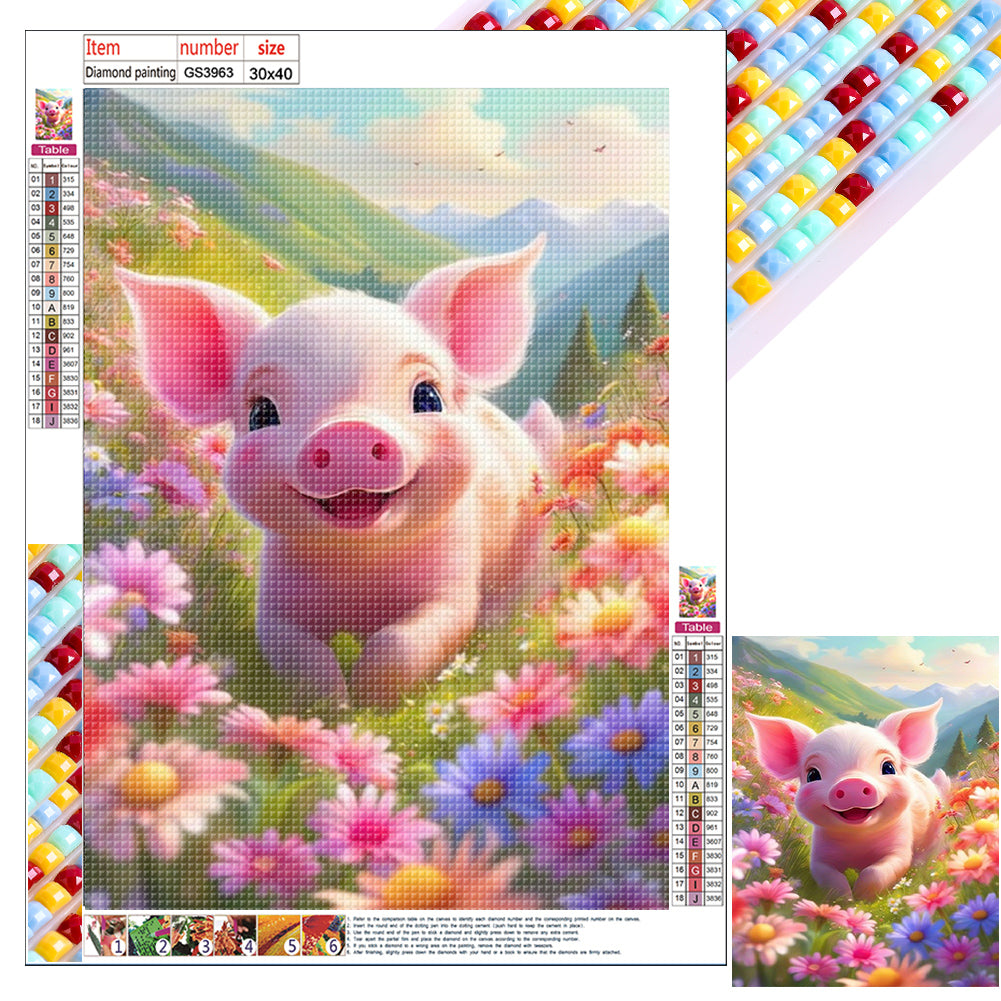 Cute Pig - Full Square Drill Diamond Painting 30*40CM