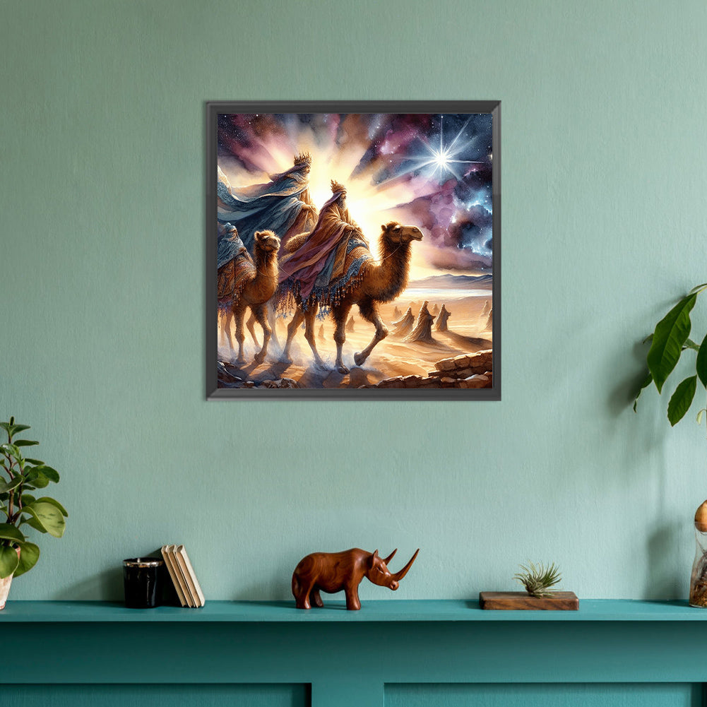 Nativity Of Jesus On Desert Camel - Full Round Drill Diamond Painting 30*30CM