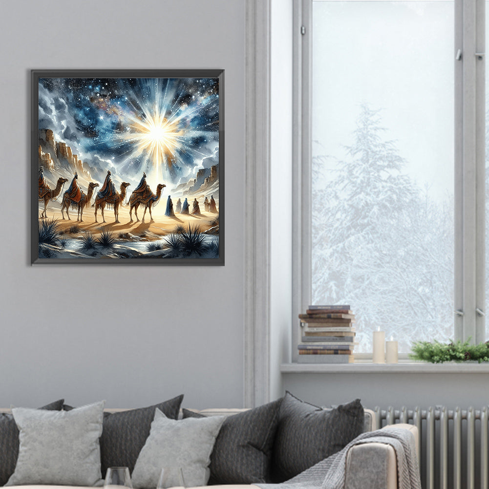 Nativity Of Jesus On Desert Camel - Full Round Drill Diamond Painting 30*30CM