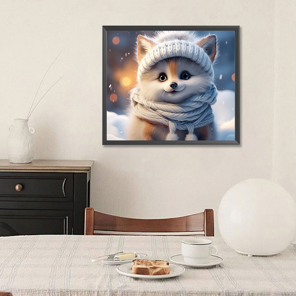 Winter Fox - Full Round Drill Diamond Painting 35*30CM
