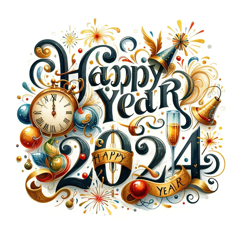 New Year Gift Calligraphy And Painting - Full Round Drill Diamond Painting 35*35CM