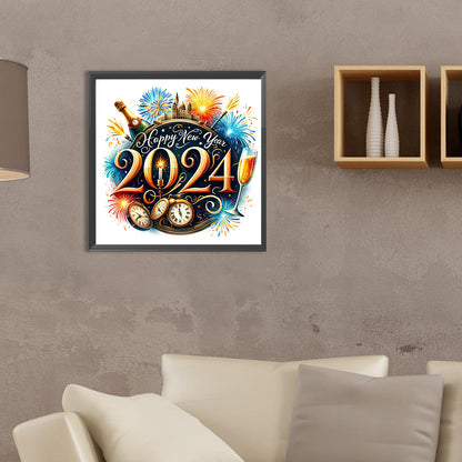 New Year Gift Calligraphy And Painting - Full Round Drill Diamond Painting 35*35CM