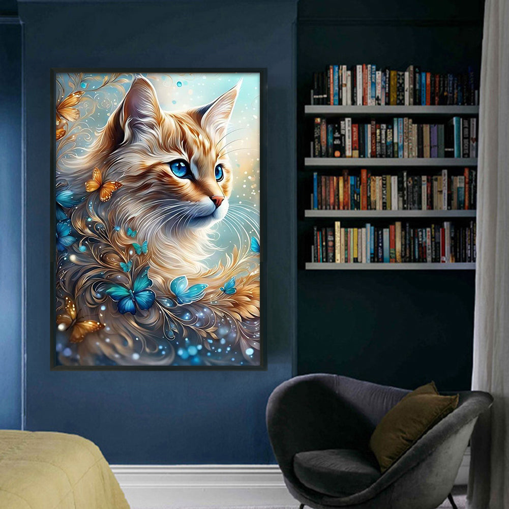 Flowers And Cat - 11CT Stamped Cross Stitch 40*60CM