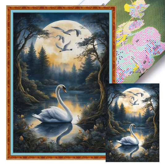 Swan In The Lake - 11CT Stamped Cross Stitch 40*60CM
