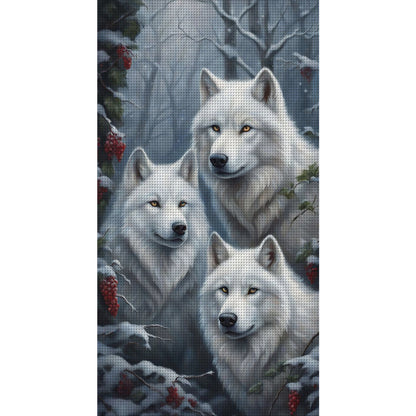 Three Wolves In The Snow - 11CT Stamped Cross Stitch 40*70CM