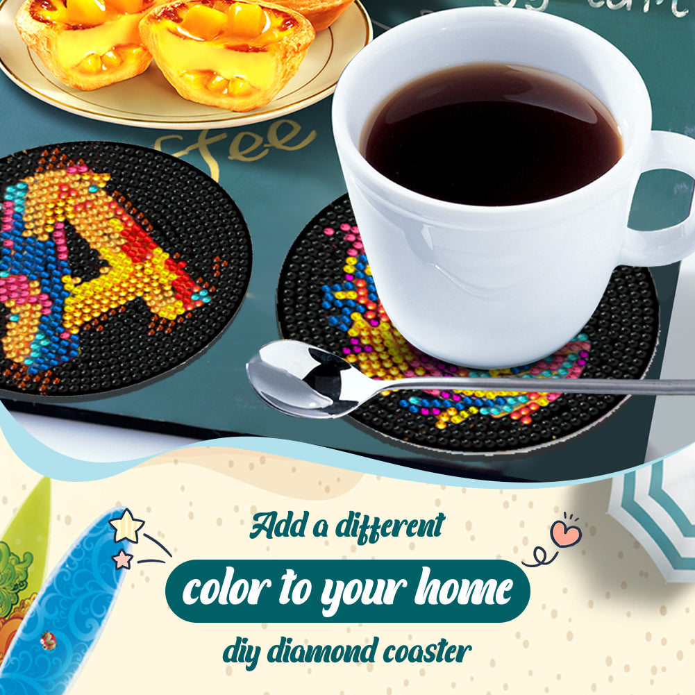 8 Pcs Wooden DIY Diamond Painting Art Coaster Kit with Holder (Alphabet)