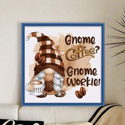 Coffee Gnome - 11CT Stamped Cross Stitch 40*40CM
