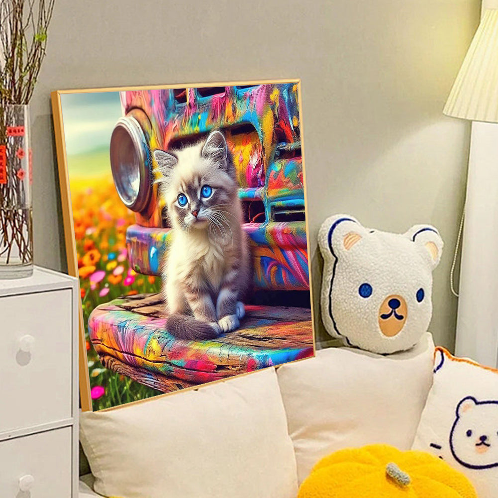Cats And Colorful - Full Round Drill Diamond Painting 40*40CM