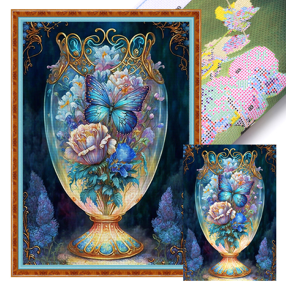 Fantasy Butterfly Vase - 11CT Stamped Cross Stitch 45*65CM