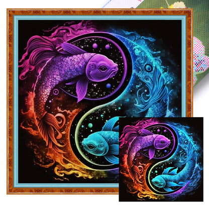 Tai Chi Pisces Diagram - 11CT Stamped Cross Stitch 45*45CM