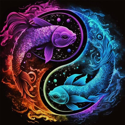 Tai Chi Pisces Diagram - 11CT Stamped Cross Stitch 45*45CM