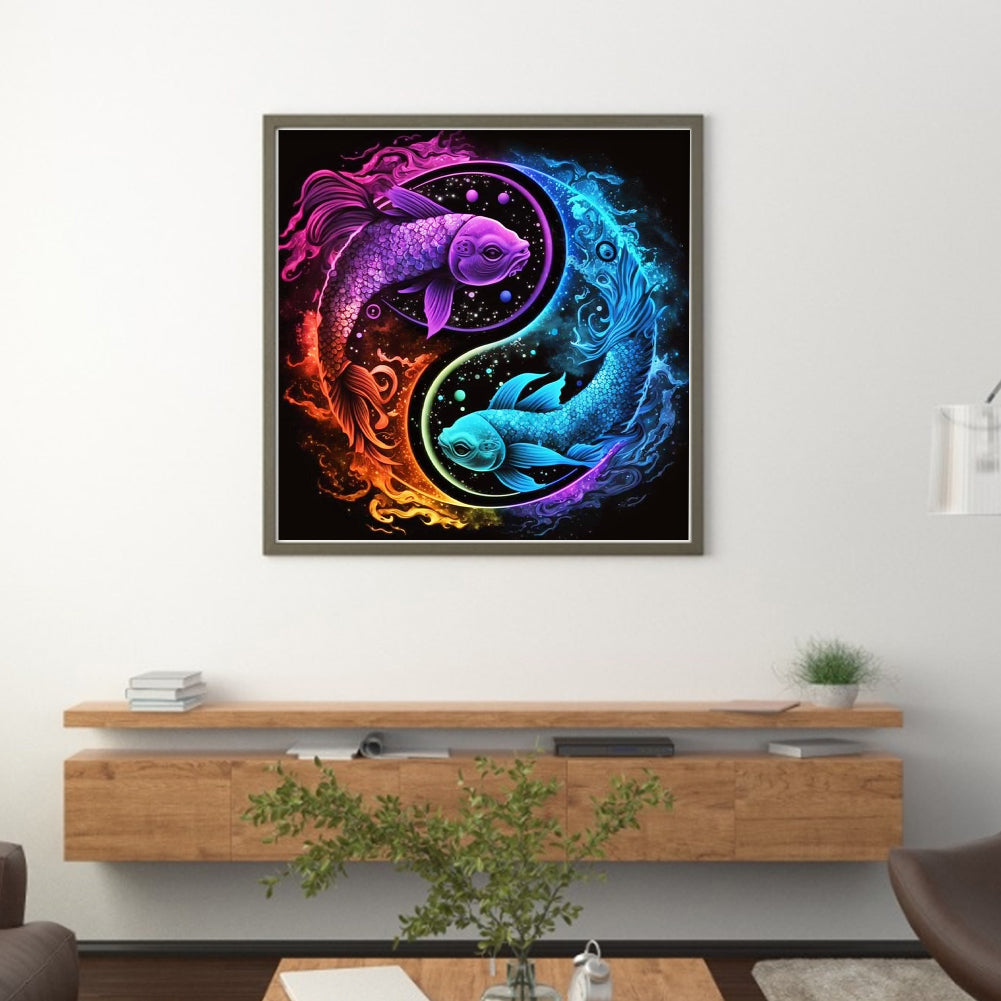 Tai Chi Pisces Diagram - 11CT Stamped Cross Stitch 45*45CM