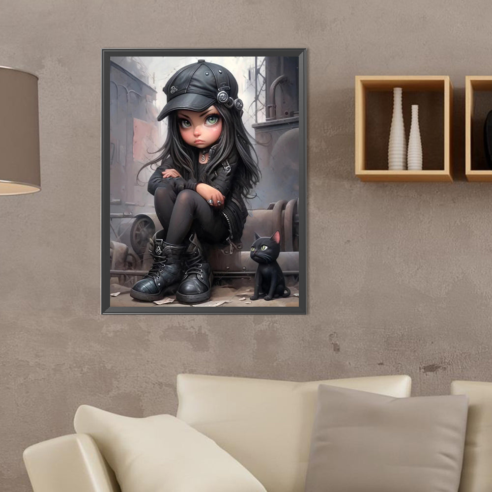 Sweet Cool Girl - Full Round Drill Diamond Painting 30*40CM