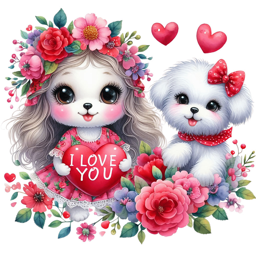 Loving Puppy - Full Round Drill Diamond Painting 30*30CM