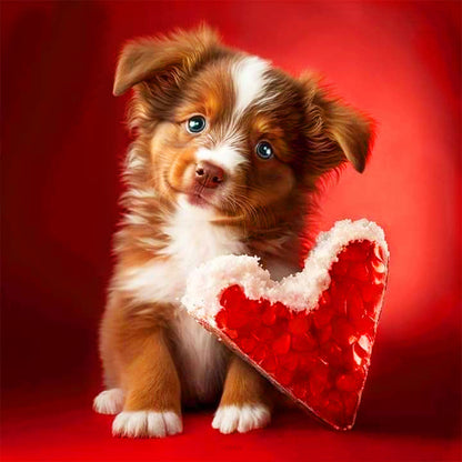 Love And Puppy - Full Round Drill Diamond Painting 30*30CM