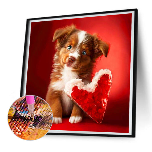 Love And Puppy - Full Round Drill Diamond Painting 30*30CM