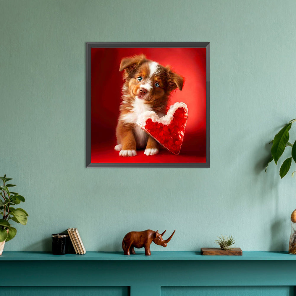 Love And Puppy - Full Round Drill Diamond Painting 30*30CM