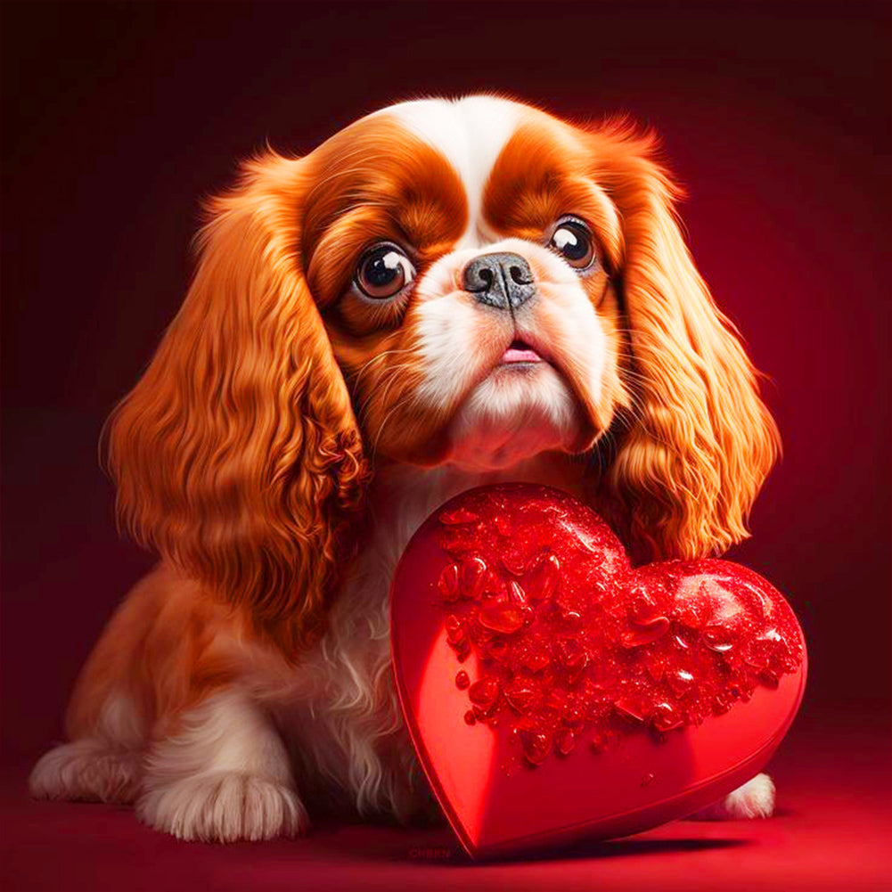Love And Puppy - Full Round Drill Diamond Painting 30*30CM