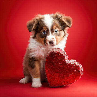 Love And Puppy - Full Round Drill Diamond Painting 30*30CM