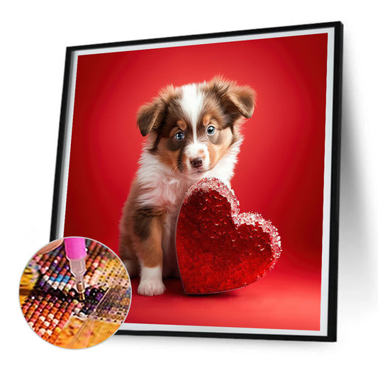 Love And Puppy - Full Round Drill Diamond Painting 30*30CM