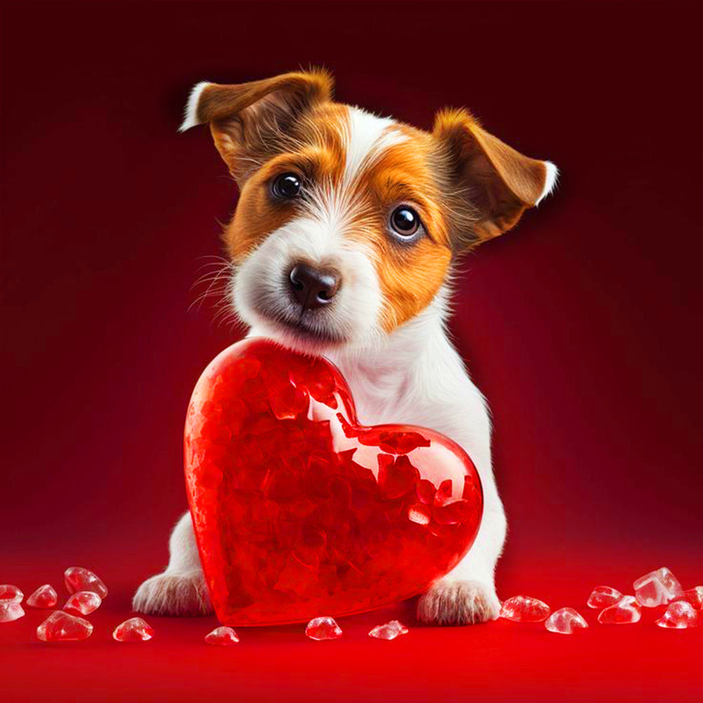 Love And Puppy - Full Round Drill Diamond Painting 30*30CM