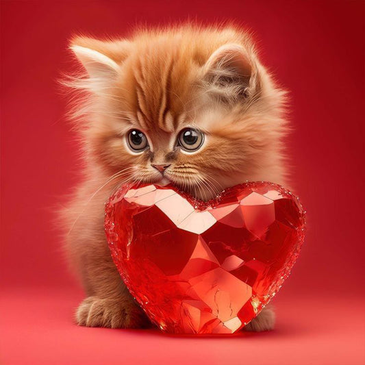 Love And Kitten - Full Round Drill Diamond Painting 30*30CM