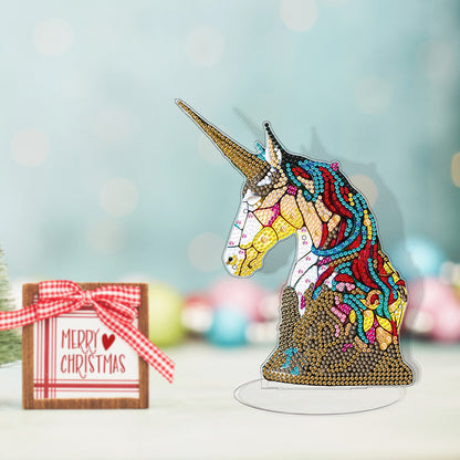 Diamond Painting Desktop Decor with Light for Office Desktop Decor (Unicorn)