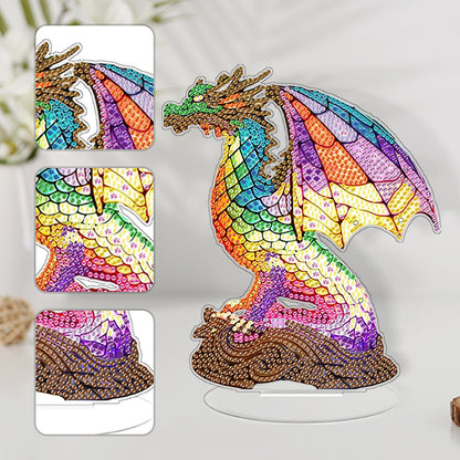 Diamond Painting Desktop Decoration with Light for Office Desktop Decor (Dragon)