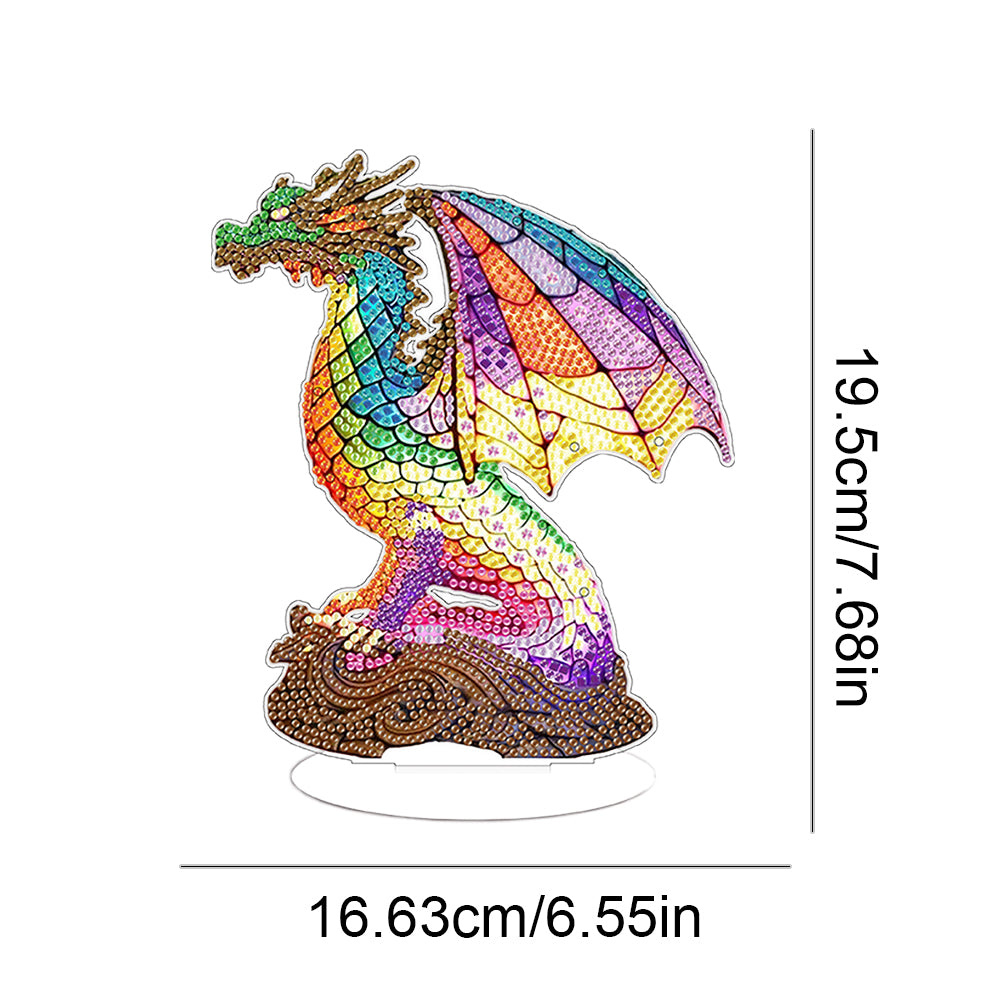 Diamond Painting Desktop Decoration with Light for Office Desktop Decor (Dragon)