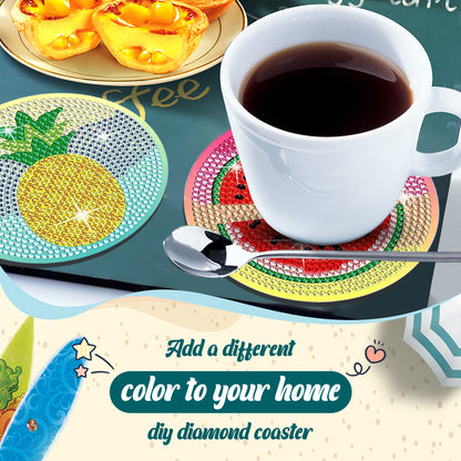 8 Pcs Wooden DIY Diamond Painting Coasters Kits with Holder (Colourful Holiday)