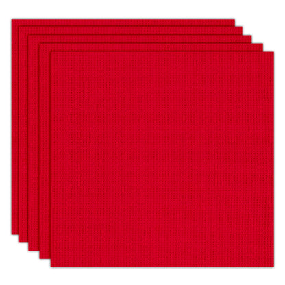 5 Pcs Red Cross Stitch Cloth 11 Count Classic Embroidery Fabric (11.8x11.8in)