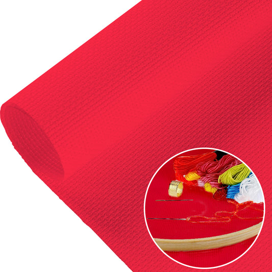 5 Pcs 14 Count Red Cross Stitch Cloth Classic Embroidery Fabric (11.8x11.8in)