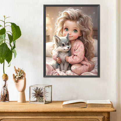 Curly Hair Big Eyed Girl - Full Round Drill Diamond Painting 30*40CM