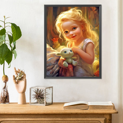 Curly Hair Big Eyed Girl - Full Round Drill Diamond Painting 30*40CM
