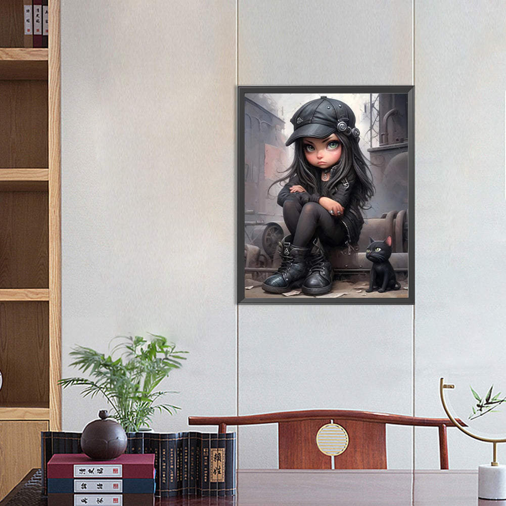 Sweet Cool Girl - Full Round Drill Diamond Painting 40*50CM