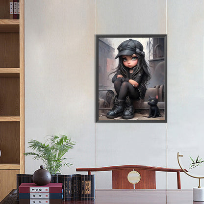 Sweet Cool Girl - Full Round Drill Diamond Painting 40*50CM