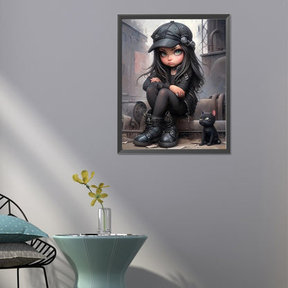 Sweet Cool Girl - Full Round Drill Diamond Painting 40*50CM
